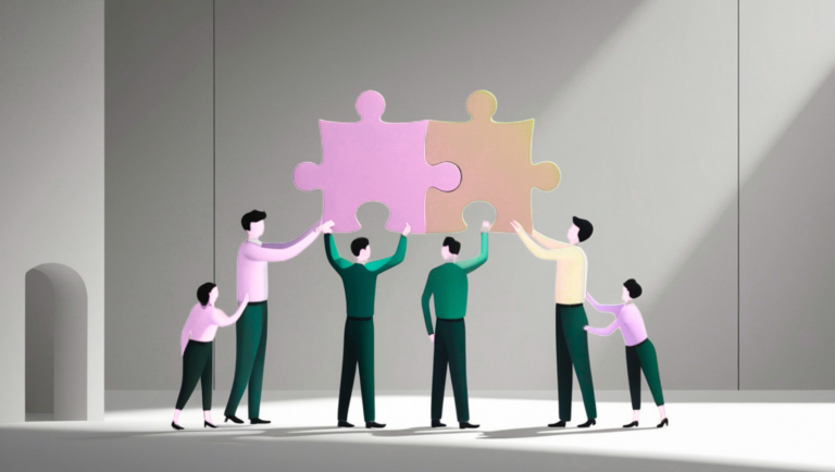 People holding jigsaw pieces